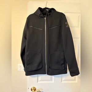 Under Armour Zip Up Hoodie - black with sleeve logo size large
